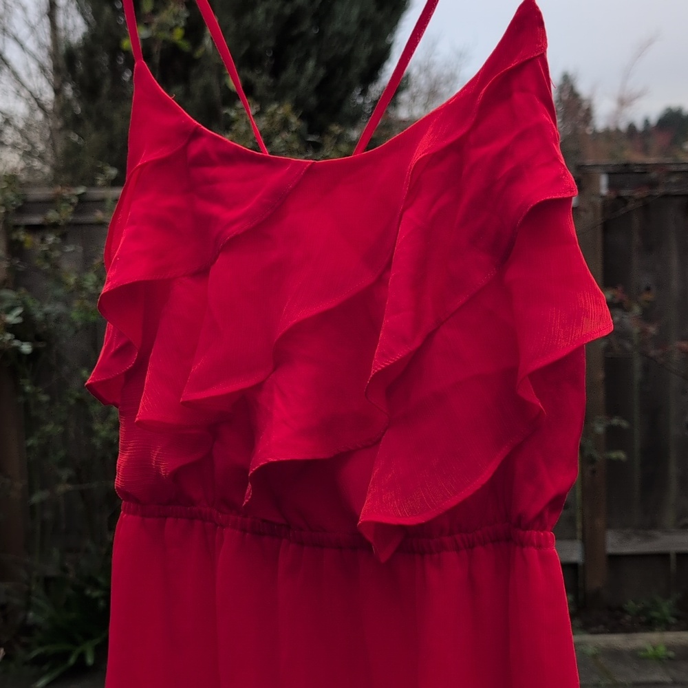 American Eagle Outfitters Red Ruffle Mini Dress